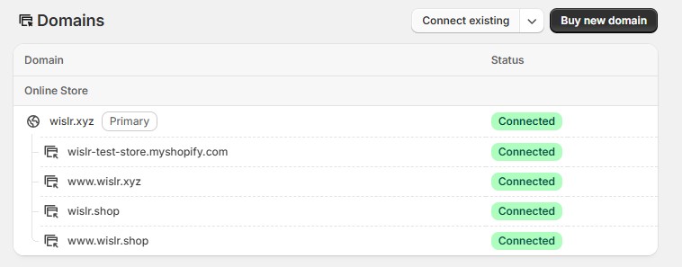 Shopify Domain Management Interface